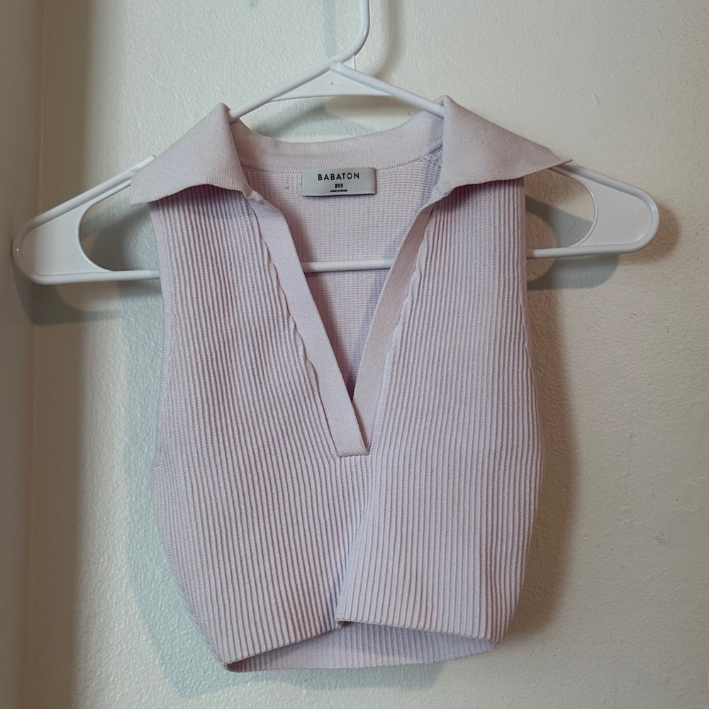 Babaton Lavender Ribbed Crop Top